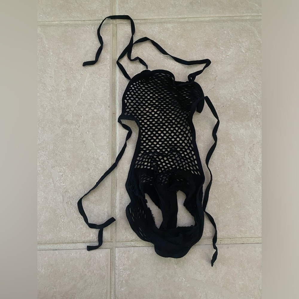 NWT Women's Fishnet Lingerie - Backless Lace-Up Cutout Bodysuit - Picture 8 of 9